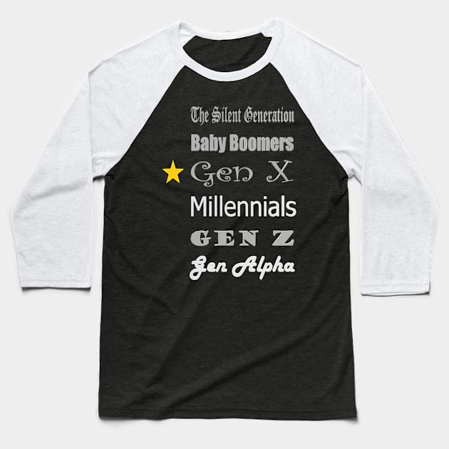 Gen X Baseball T-Shirt by CDUS